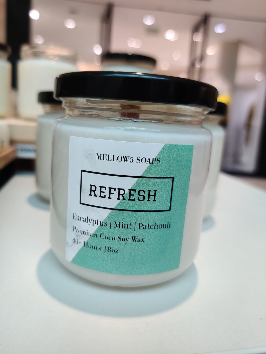 8oz Soy Coconut wax Candles - Wood wick Candles - Eucalyptus & Mint