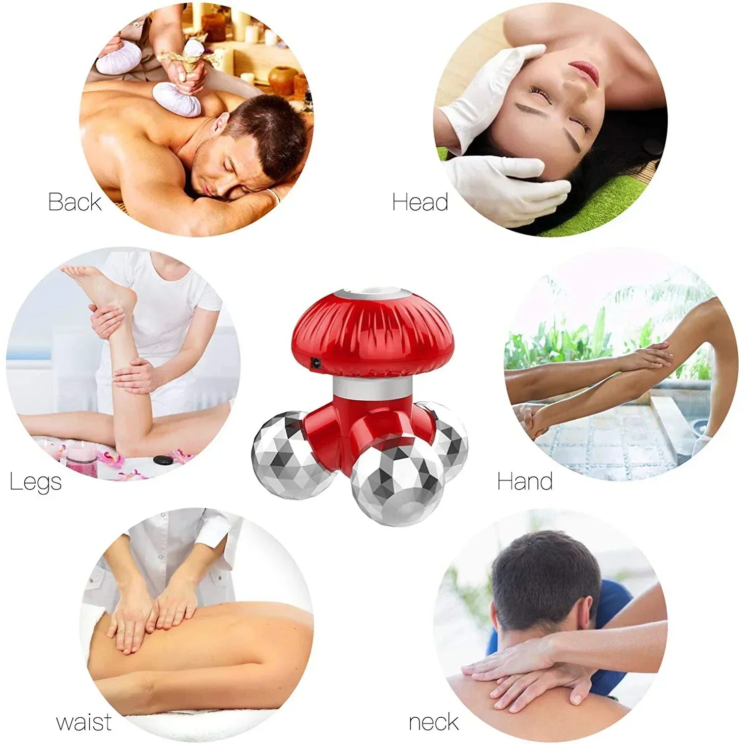 4-in-1 Handheld Vibrating Massager Portable Mini Massager Red